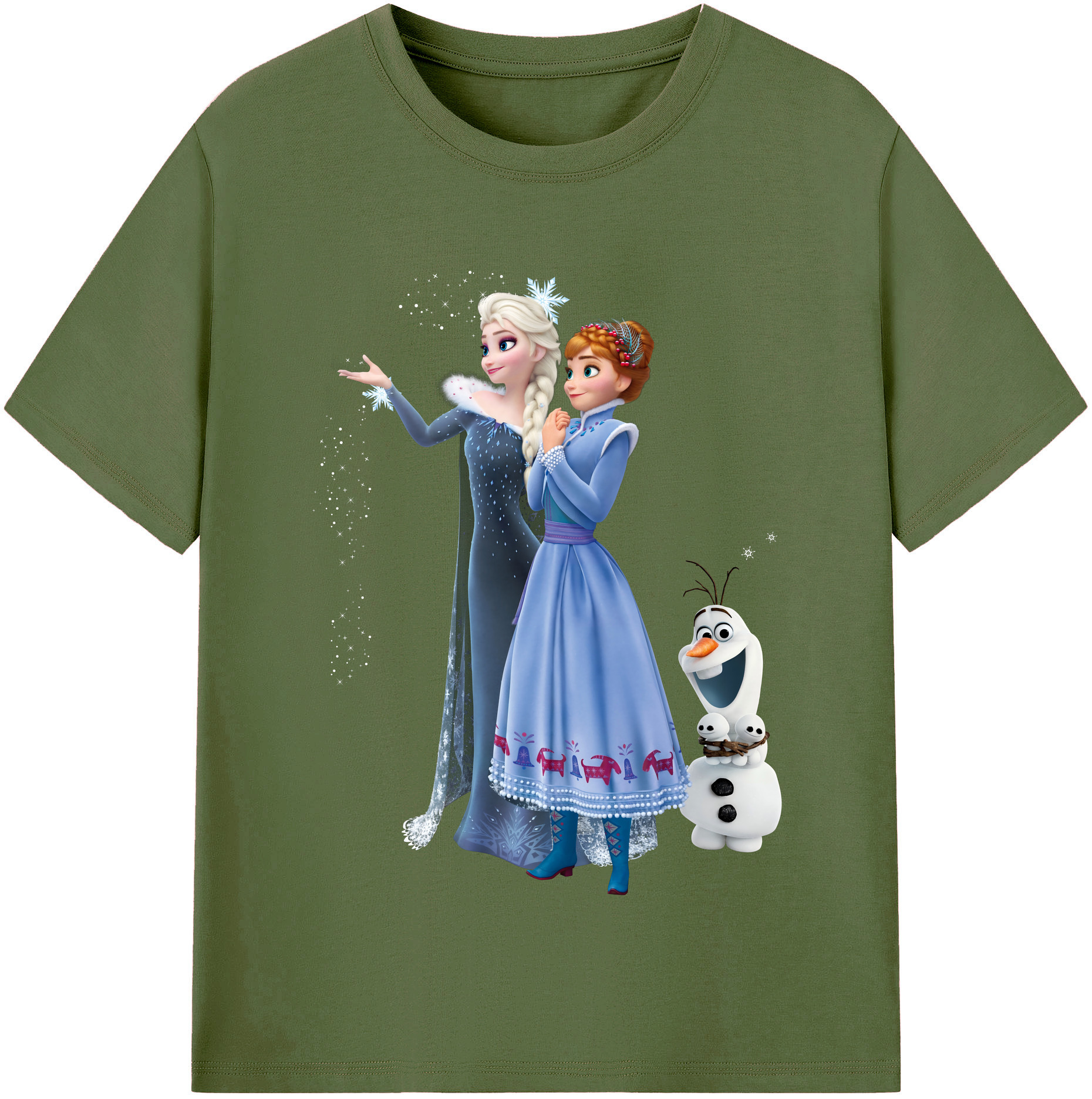 （画像用） アナと雪の女王 アンナ エルサ Frozen Anna Elsa 綿100％半袖Tシャツ（フロントプリント）